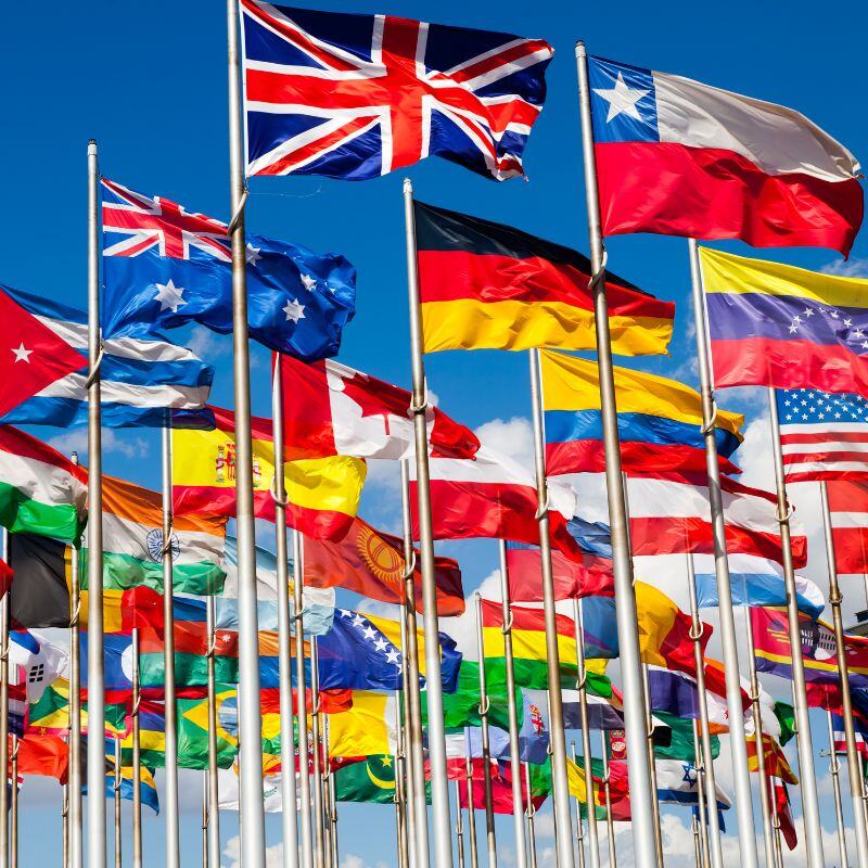 Image showing many world flags in the wind