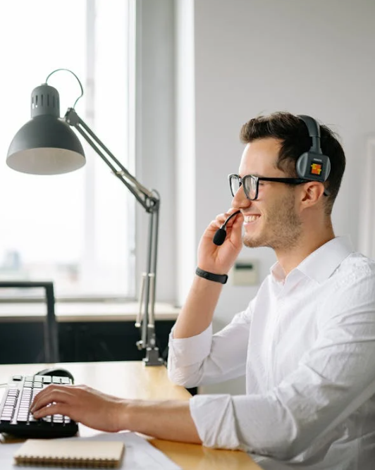 A trainer on an online call