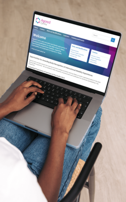 Image showing a laptop with the Agored Cymru website open